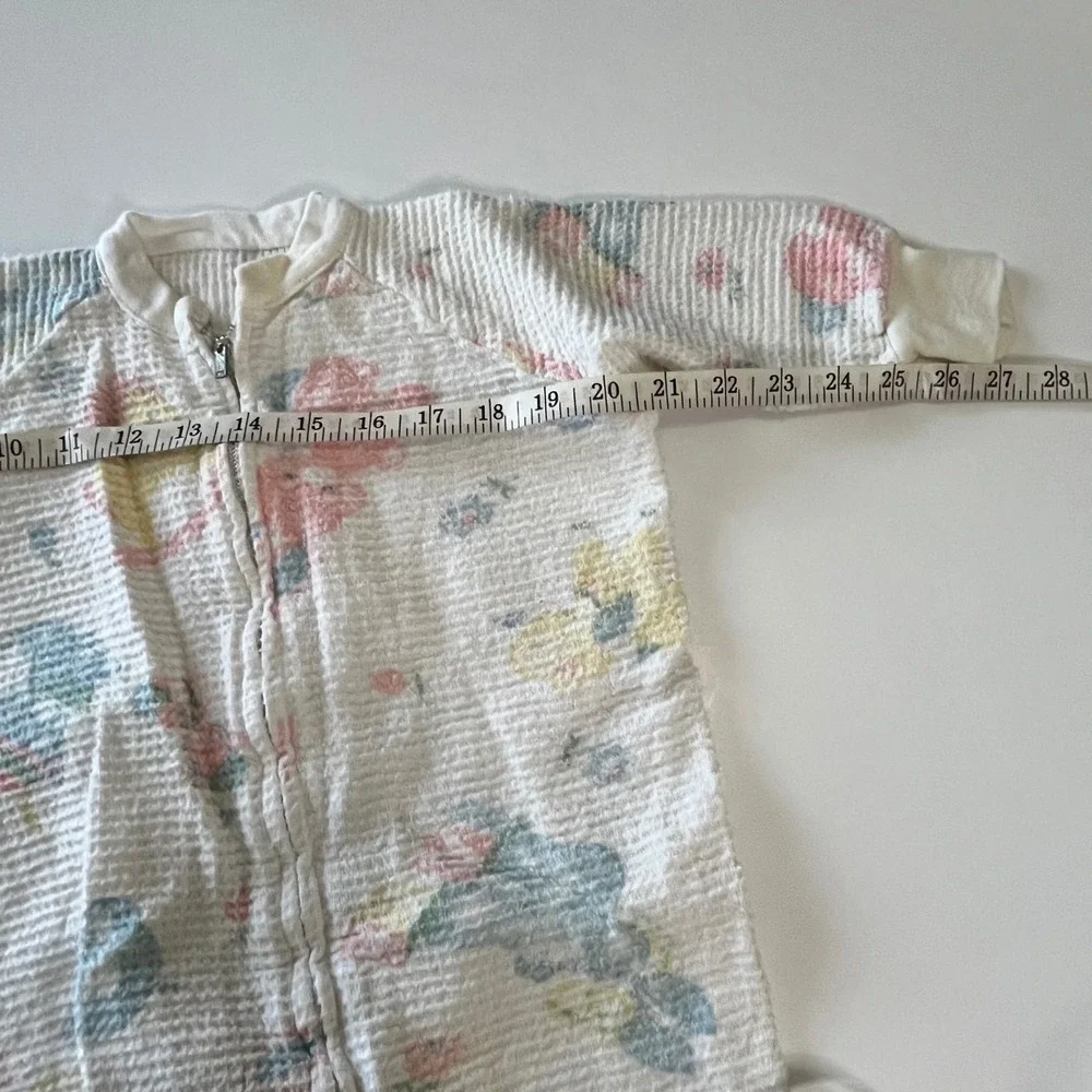 Vintage Baby Bunting Sleep Sack Waffle Knit Pastel Animal Print Zipper White